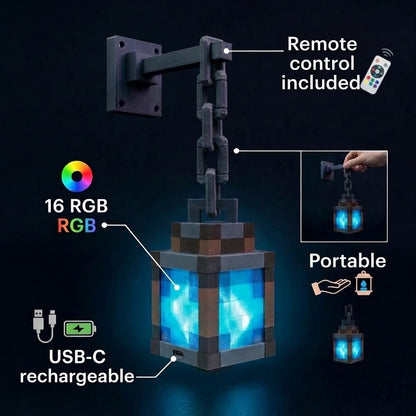 Hanging Pixel Lantern | Chain & Wall Mount