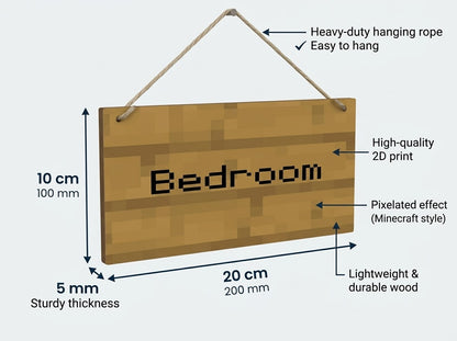 Pixel Wood Sign – Bedroom