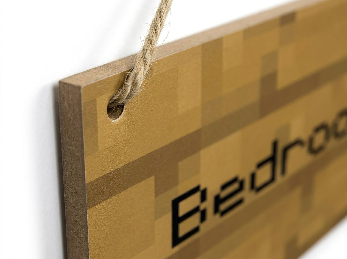 Pixel Wood Sign – Bedroom