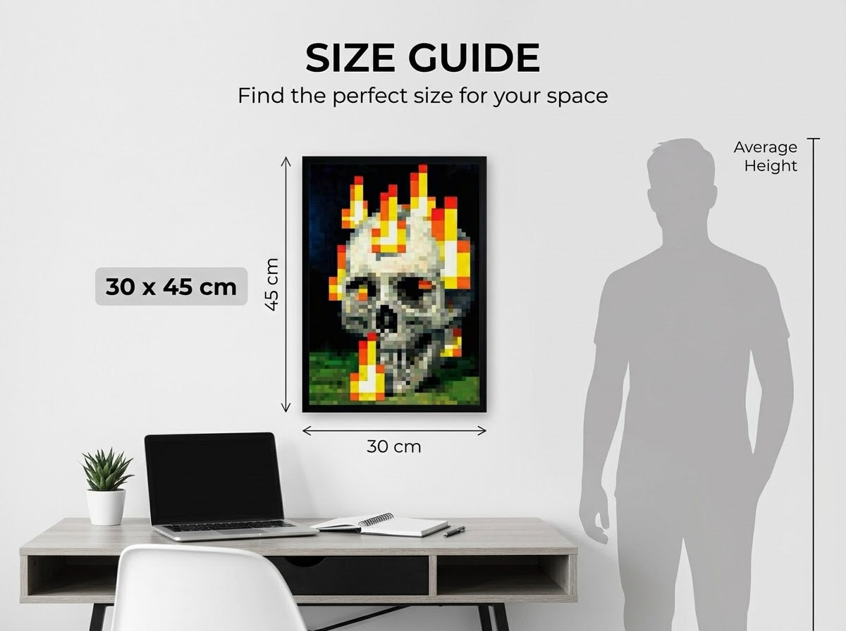 Pixel Skull Wall Art | Framed Edition